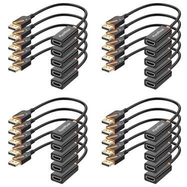 Imagem de RyzzRooa Adaptador de porta de exibição 4K para HDMI, pacote com 20, adaptador DP 1.2 para HDMI 1.4 de 10,2 Gbps, unidirecional (macho para fêmea), compatível com monitor, laptop, PC, projetor