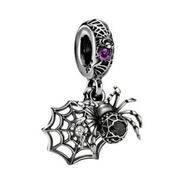 Imagem de Pingentes De Prata Esterlina 925 Com Tema De Halloween: Caveira E Teia