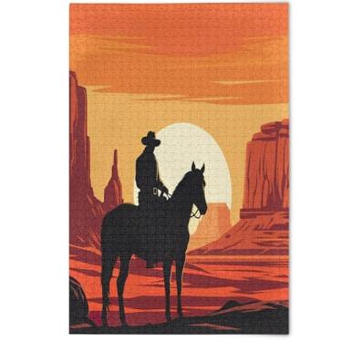 Imagem de Cool Cowboy Horse Orange Jigsaw Puzzle Adult 500 Pieces Funny Gifts for Puzzle Lovers Puzzles Fall Scene Scenery Animal Art Decor, 500 Pieces, 20.5" x 14.9"