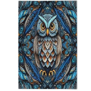 Imagem de Quebra-cabeças para adultos 500 peças estampa animal coruja legal arte azul vibrante quebra-cabeças grandes presentes de elefante branco engraçado, 500 peças, 52 cm x 37,8 cm