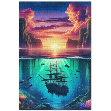 Imagem de Unicórnios roxos personalizados cenário fantástico 1000 peças quebra-cabeças para adultos elefantes brancos presentes arte quebra-cabeça impressão de arte animal, 75 x 40 centímetros