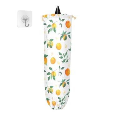 Imagem de Dispensador de bolsa de plástico Orange Grocery com suporte para sacolas plásticas, suporte de saco plástico de cozinha