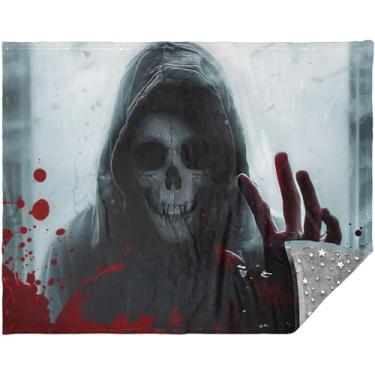 Imagem de Cobertor macio personalizado de caveira fantasmagórica para adultos presentes de viagem para adultos cobertor de carros extravagantes 177,8 cm x 139,7 cm