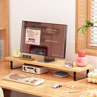 Imagem de Suporte de Monitor Madeira, Base Monitor para Mesa Gamer com Organização de Escritório, Fácil Instalação, 40 * 20 cm, Cor natural da madeira