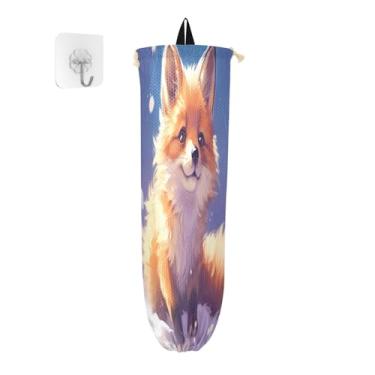 Imagem de Little Fox Pacote com 2 porta-sacolas de compras, organizadores e armazenamento de bolsas, armazenamento de sacolas plásticas de cozinha