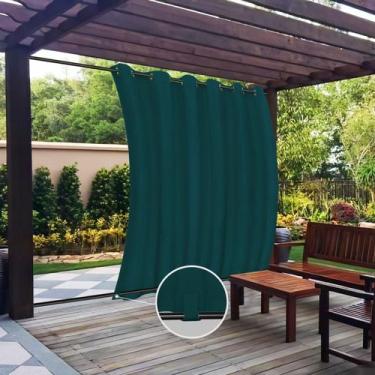 Imagem de Cortinas externas fáceis de usar, impermeáveis, 110 x 84 cm, verde-azu