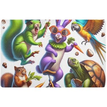 Imagem de TSENQUE Capacho personalizado com animais engraçados e loucos, tapete fofo de Halloween, tapetes de entrada antiderrapantes para ambientes internos 81 x 50 cm