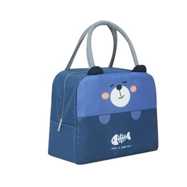 Imagem de Bolsa Bolsinha Lancheira Termica Infantil Escola, Passeios e Creche, Desenhos Divertidos Menino E Menina (Azul)