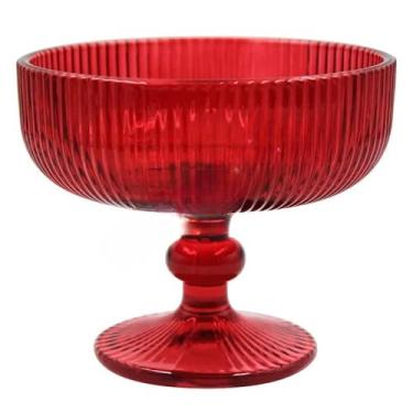 Imagem de TaçAs De Vidro Caneladas Em Tons De Rubi, Requintado Conjunto Para Sobremesas E Bebidas(Ruby)