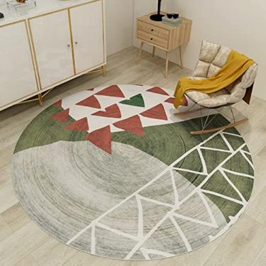 Imagem de Tapete redondo com textura de mármore para quarto, lavável, sala de jantar, estilo moderno, decoração de casa, tapete redondo, C, diâmetro 80 cm