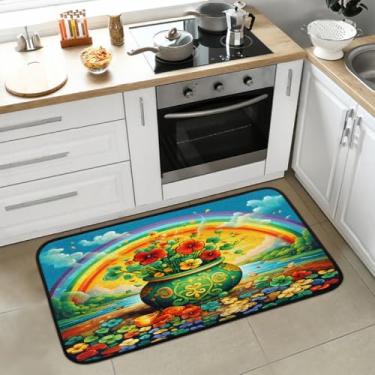 Imagem de Tapete de cozinha para o dia de São Patrício, antiderrapante, lavável, tapete macio absorvente, tapetes de boas-vindas para interior, entrada, piso, pia, banheiro, lavanderia, decoração de festival de