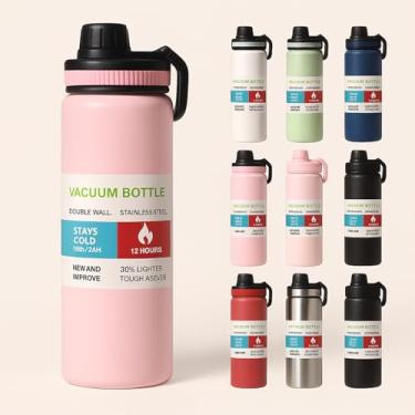 Imagem de Garrafa Térmica Inox 800 ml Parede Dupla – Mantém Bebida Gelada 24h ou Quente 8h, Tampa Antivazamento, Squeeze para Academia, Trabalho e Viagem (Rosa Claro)