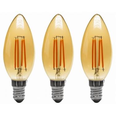 Imagem de Kit 3x Lâmpada Filamento LED C35 Vela E14 4W 2400K Bivolt
