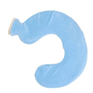 Imagem de GLOGLOW Necessidades Diárias Borracha Macia Com Capa de Poliéster Removível, Capacidade de 1L, Garrafa de água Quente Em Formato de U para Alívio da Dor No Pescoço e Nos Ombros, Nan (Azul claro)