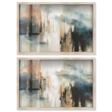 Imagem de Clearing Mist Shadowbox Print Living Room Wall Art Conjunto de 2 por Art Remedy, moldura loira, 40,6 x 28,5 cm