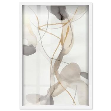 Imagem de Delicate Connection III Shadowbox Print Boho Gold Wall Art por Art Remedy, moldura branca, 28 x 40 cm