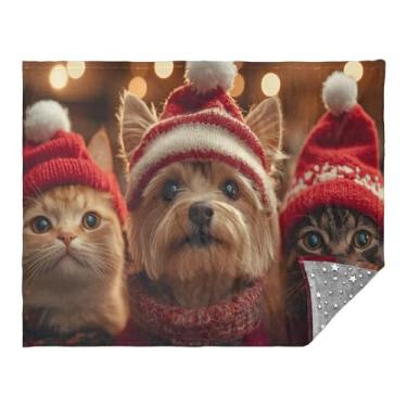 Imagem de CEBUGI Cobertor de flanela quente macio 127 x 178 cm para sofá-cama, escritório, acampamento, viagem, Natal, cachorro e gatos, uso em todas as estações