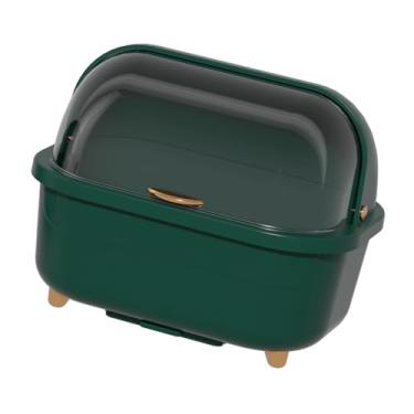 Imagem de GLOGLOW Caixa de Secagem de Prato de Plástico Com Tampa, Escorredor Compacto Multifuncional para Armazenamento de Cozinha e Organização de Armazenamento de Cozinha (Verde Tamanho Médio)