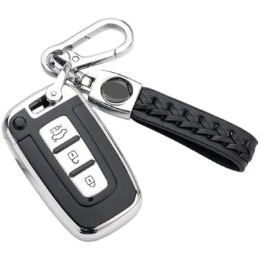 Imagem de Capa tpu de 4 cores para chave de carro, compatível com hyundai ix35/i30/sonata/tucson/elantra, compatível com kia ray/k2 k5, capa de chave fob(Silver)