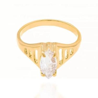 Imagem de Anel Rommanel Solitário Folheado a Ouro com Zircônia 511181, 24, Branc