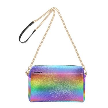 Imagem de Joitme Bolsa de ombro feminina colorida colorida vibrante com alça de corrente de couro PU bolsa de ombro bolsa para celular