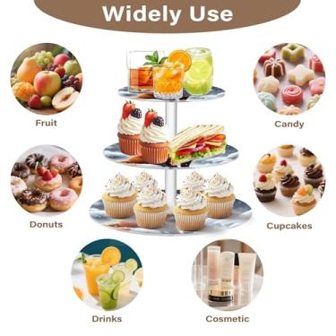 Imagem de Suporte de cupcake para festa de chá, 3 camadas, redondo, para chá de bebê, copo para exibição de acrílico, torre de bolo, fofa, raposa, inverno, neve, mesa, bandeja para servir comida, suprimentos de