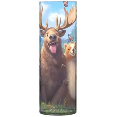 Imagem de Animais engraçados selfie paisagem vaso grande de plástico bonito vasos de flores decorativos cilindro exclusivo decoração de flores modernas, 30 cm x 9,9 cm