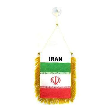 Imagem de AZ FLAG Mini Banner Irã 15 x 10 cm - Iraniano - Pingente Persa 15 x 10 cm - Mini Banners 10 x 15 cm Gancho com ventosa -