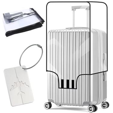 Imagem de OKAMMY Capas de PVC transparente para bagagem – Capas protetoras de bagagem 50/24/26/28/76 polegadas para mala aprovada pela Tsa, capa de bagagem transparente com 1 etiqueta de bagagem para mala de