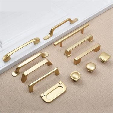 Imagem de HTNAFONI Puxadores de móveis de liga de alumínio simples dourados puxadores de estante de vinho puxadores de porta para armário 1 peça (9039-192 mm)