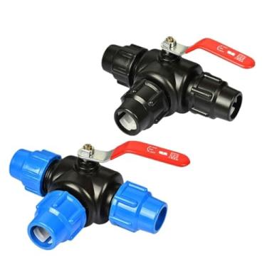 Imagem de IENYU 1 peça de válvula de conexão rápida de três vias PE T tipo T válvula de tubo de plástico 20/25/32/40/50/63 mm irrigação de água da torneira de jardim agrícola (azul, 50 mm)