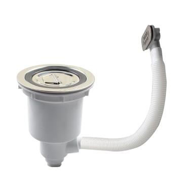 Imagem de TALEA Kit de filtro de ralo de pia de cozinha de aço inoxidável de 14 cm, montagem com tubo de transbordamento, XM380C002