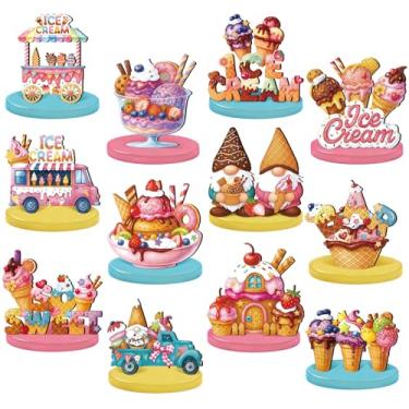 Imagem de Wesiti 12 peças de decorações de mesa de sorvete de madeira centro de mesa de verão topo de mesa em camadas, decoração de sinais, caminhão, gnomo, decoração de casa, para verão, casamento, festa de