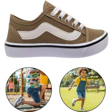 Imagem de Tênis Infantil Escolar Básico Ortobessa Van Skateboard Leve, Bege, 30