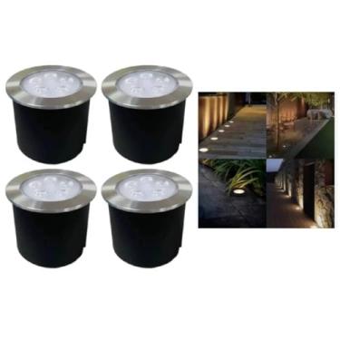 Imagem de 4 Balizador Spot Led Embutir Chão Piso 7w 3000k Bivolt Branco Quente