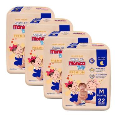 Imagem de Kit 4 Fralda Turma da Mônica Baby Premium Jumbo M com 22un cada
