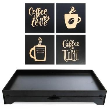 Imagem de Kit Bandeja Quadro Cantinho do Café Porta Capsula Nespresso - Yper Cri