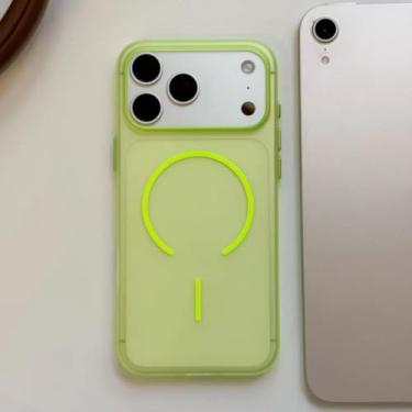 Imagem de Capa de luxo transparente com carregador para iPhone Air 16 15 14 13 12 Pro Max Plus (para iPhone 12 Pro Max/Verde)