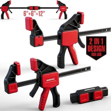 Imagem de Grampos de barra de 3 peças de 15 polegadas para marcenaria com conector de grampo, grampos de madeira de liberação rápida de 15 cm com limite de carga de 68 kg, conjunto de grampos de gatilho