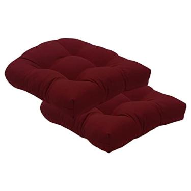 Imagem de WeiLaiKeQi Almofada de Assento Tufada, para Pátio, Almofada de Chão Tatami para Casa E Jardim, 48 Cm X 48 Cm, Pacote com 2 Unidades, Vermelho vermelho