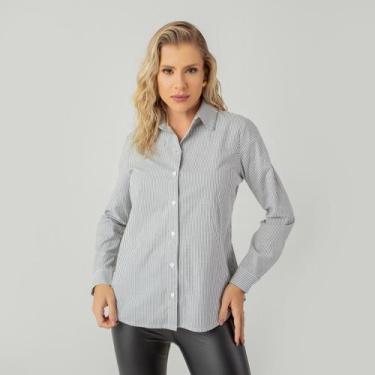 Imagem de Camisa susie listrada feminina, Preto, G