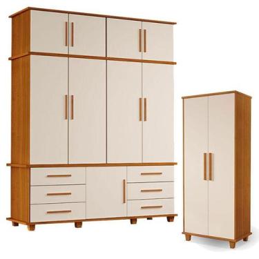 Imagem de Guarda Roupa Casal Londres 4 portas e Armário Multiuso Berlim Freijó O
