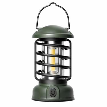 Imagem de Lâmpada de Camping Recarregável LED, 200 Lúmens, 3 Modos de Luz, USB-C, à Prova D'água IPX4, para Acampamento, Tenda, Mochila, Emergência e Decoração Retrô (Verde)