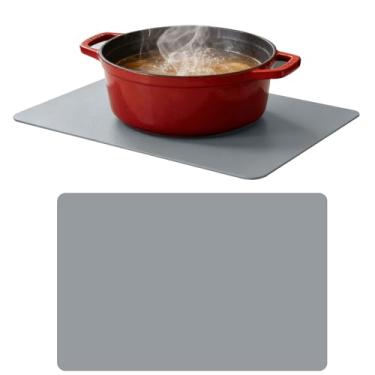 Imagem de Tapetes de silicone para balcão de cozinha, durável, antiderrapante, resistente ao calor, tapete de mesa para cozinhar, preparação de alimentos (cinza escuro)