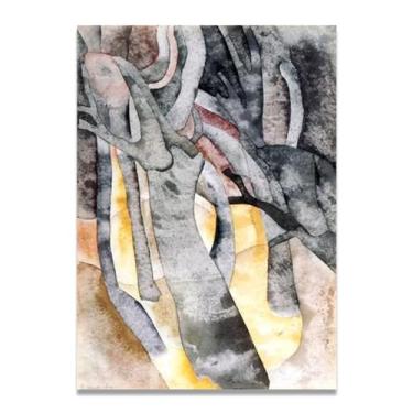 Imagem de LKXGRRSFG Troncos de árvore complexos e complexos, arte de parede em tela Charles Demuth - reprodução de pintura a óleo abstração geométrica, design de interiores colorido ousado 27 x 98 cm sem
