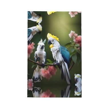 Imagem de XLLingL Lindas toalhas de cozinha waffle, estampa de flor de pássaro, cacatua, panos de prato de microfibra, para decoração e limpeza de cozinha - 1 peça