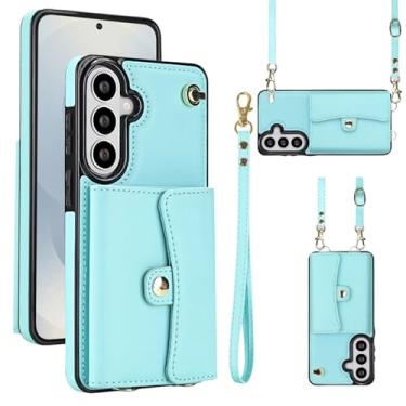 Imagem de Capa carteira para Samsung Galaxy S26 Plus com compartimentos para cartões e proteção RFID, capa fólio de couro fina com alça de pulso, suporte e proteção contra quedas de corpo inteiro para mulheres