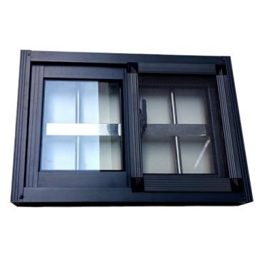 Imagem de Lizipai Janela pequena, 58 x 38 x 7,5 cm moldura de liga de alumínio cinza escuro janela deslizante de liga de alumínio antifurto integrada, janela de porão janela de ventilação de casa móvel (cinza)