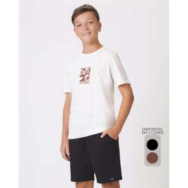 Imagem de Bermuda plaquinha metal verão moderna casual estilosa - Preto e Marrom - Menino 4 a 10 anos-Masculino