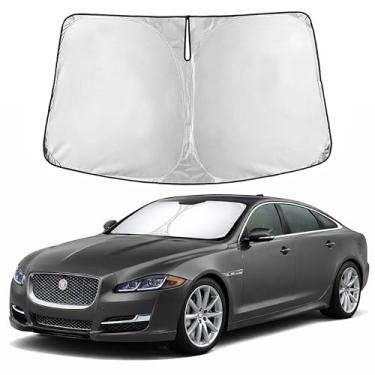 Imagem de EcoNour Para-sol de para-brisa para Jaguar XJ 2010–2019 | Persiana para janela frontal de ajuste personalizado | Bloqueia raios UV prejudiciais e reduz o calor | Viseira dobrável com bolsa de